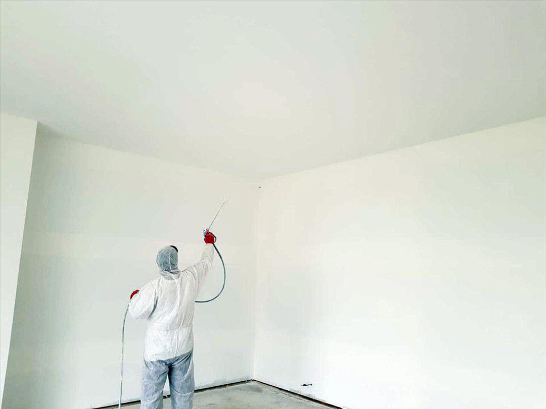 <p>Spray painting walls and ceilings is a lot faster than using a brush and a roller to paint them. Using a sprayer to paint your walls also eliminates the task of having to climb up and down a ladder to cut-in corners with a brush, and a sprayer produces a smoother finish. The two minor drawbacks of spraying paint indoors is over-spray and paint consumption. Spraying uses more paint, but the time you save using a sprayer is worth the extra paint expense if you want to get your painting project done faster. Spraying is your best option if you&#39;re faced with a whole-house painting project that must be finished in a short time frame.</p>
